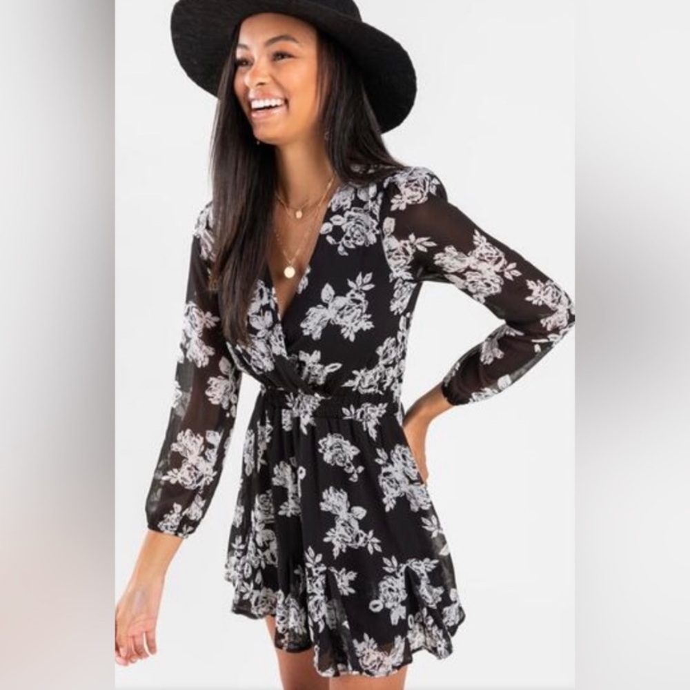Trixxi Black and White Floral Dress